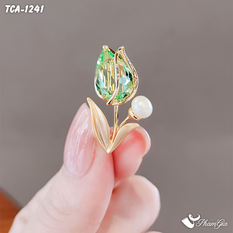 Ghim Cài Áo Hoa Tulip Mini Đính Đá Pha Lê (TCA1241)