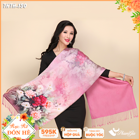 Khăn Choàng Tằm Hoa Thượng Hải 2 Lớp Cao Cấp (THTH150)