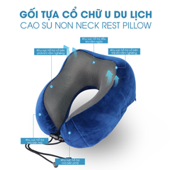Gối tựa cổ chữ U du lịch cao su non Neck Rest Pillow - Blue