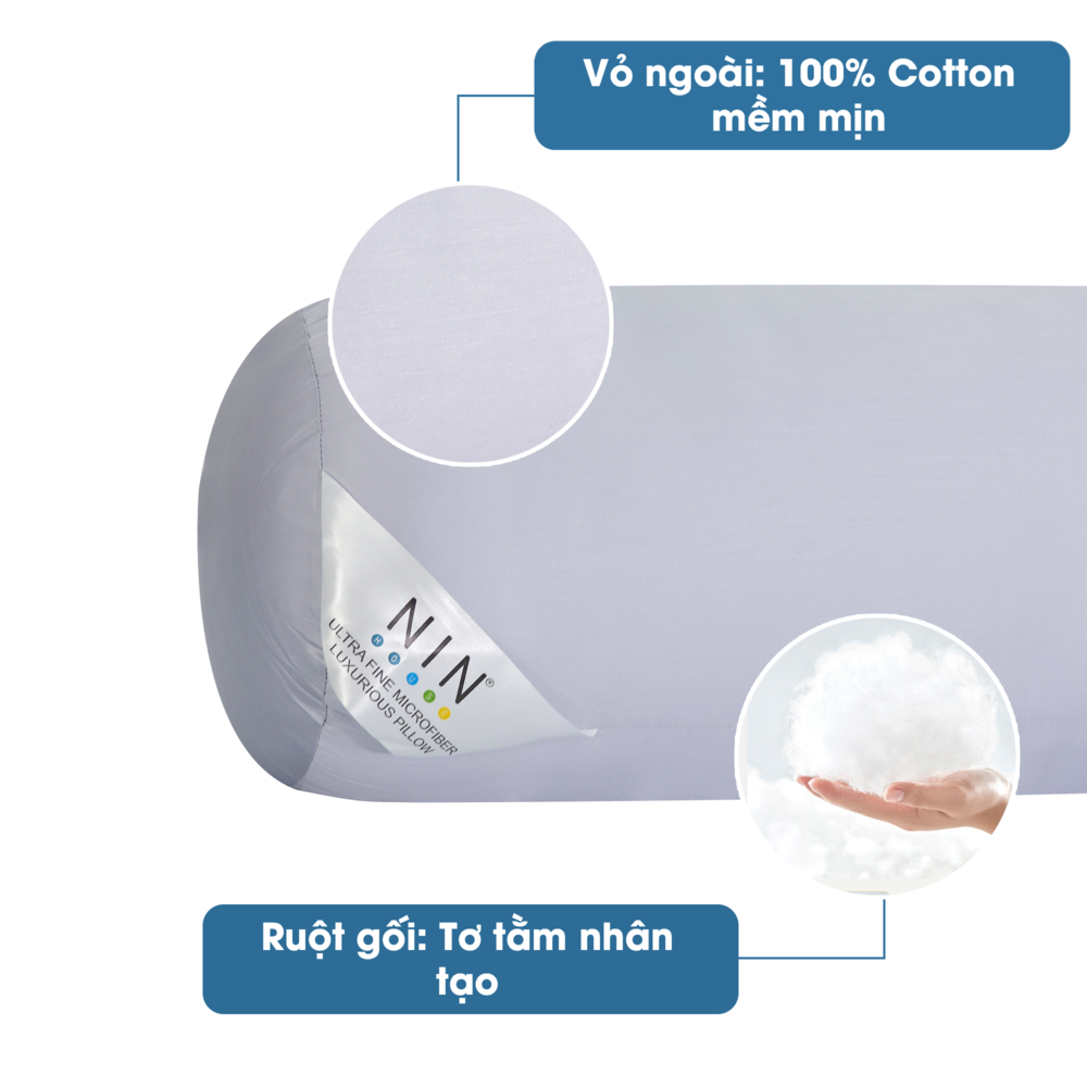 Ruột gối ôm tơ tằm cao cấp 100% cotton 35x100cm NIN House