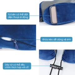 Gối tựa cổ chữ U du lịch cao su non Neck Rest Pillow - Blue