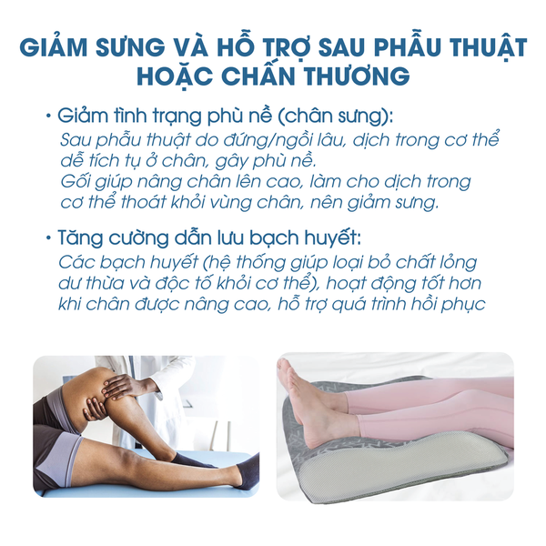 Gối kê chân chống giãn tĩnh mạch NIN House 50x40x10/12cm