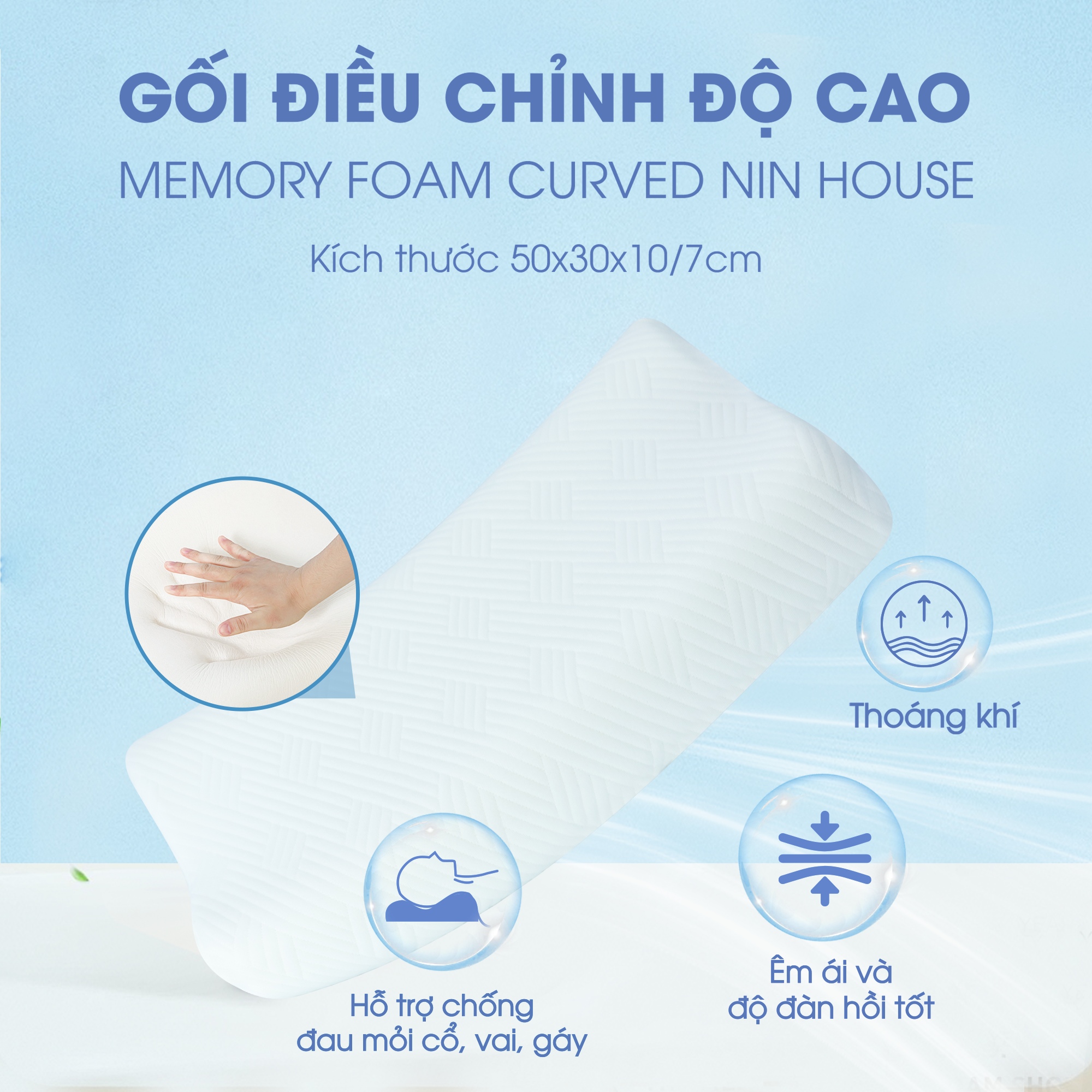 Gối memory foam nhà NIN House