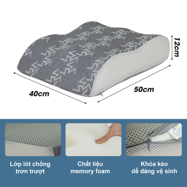 Gối kê chân chống giãn tĩnh mạch NIN House 50x40x10/12cm