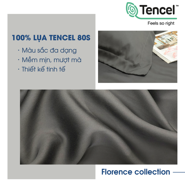 Bộ chăn ga gối Tencel NIN Florence Black Sand