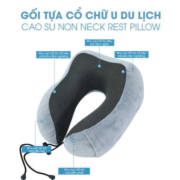 Gối tựa cổ chữ U du lịch cao su non Neck Rest Pillow - Grey