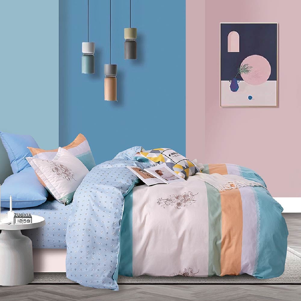 Bộ chăn ga gối 100% cotton satin NIN Collins N190070