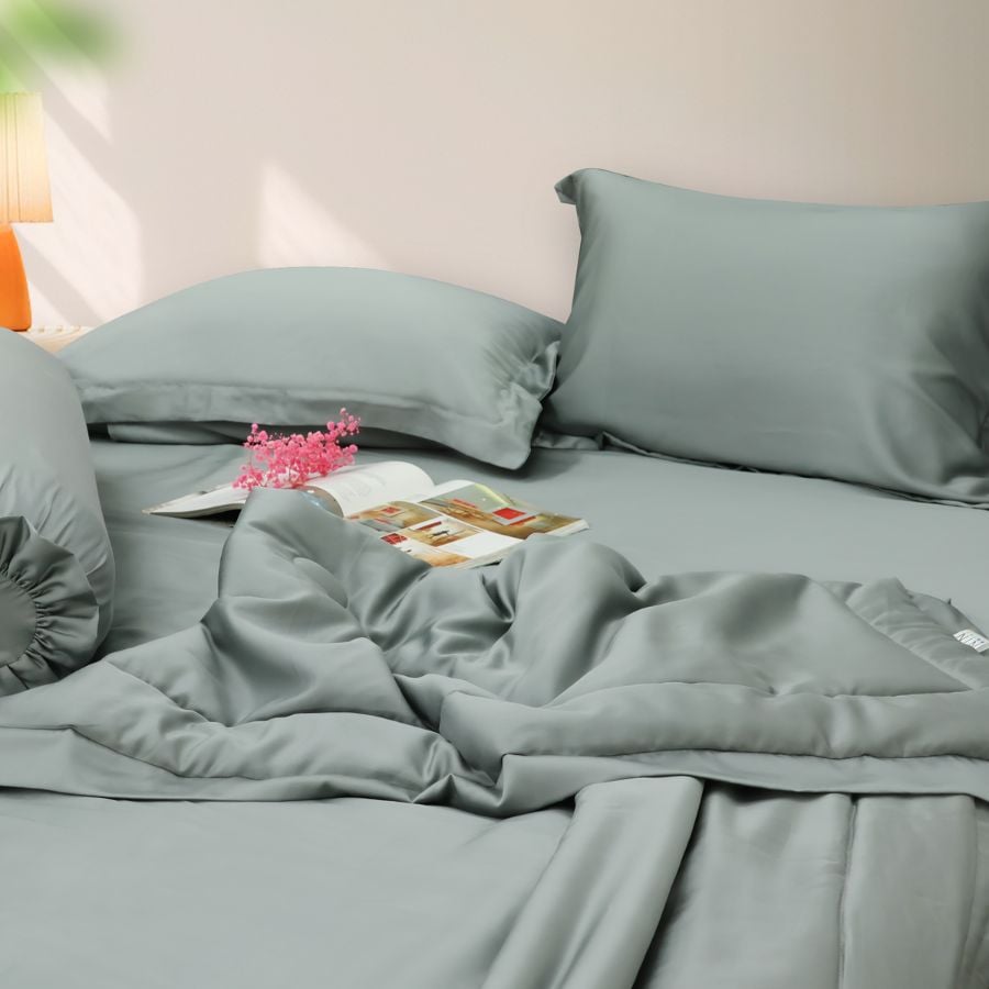 Bộ chăn ga gối Tencel NIN Florence Cloud Grey