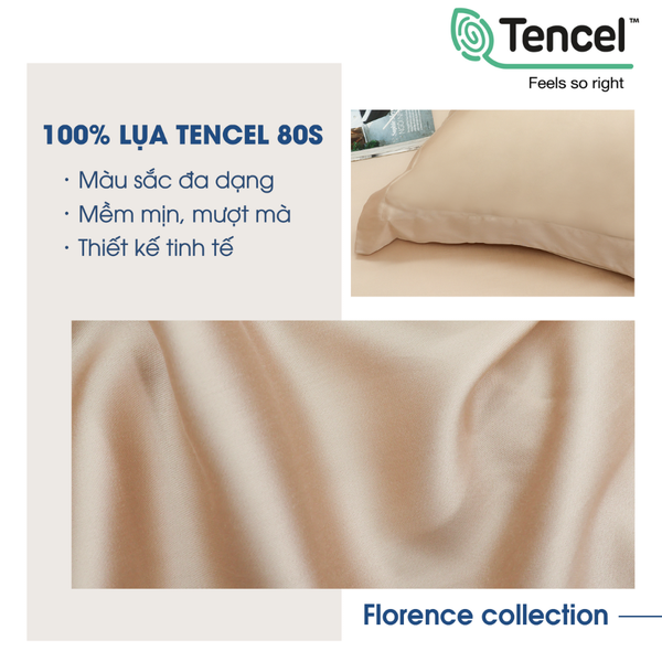 Bộ chăn ga gối Tencel NIN Florence màu Cream