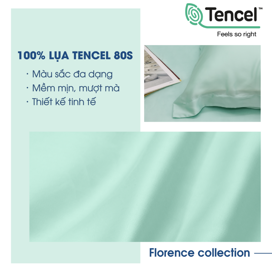 Bộ chăn ga gối Tencel NIN Florence Brook Green