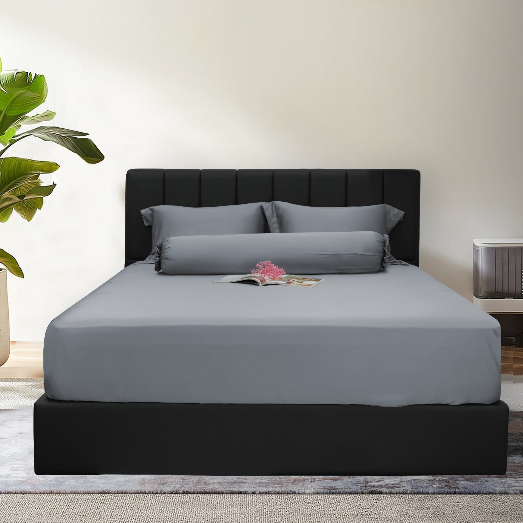 Bộ ga gối NIN Bamboo màu xám Grey