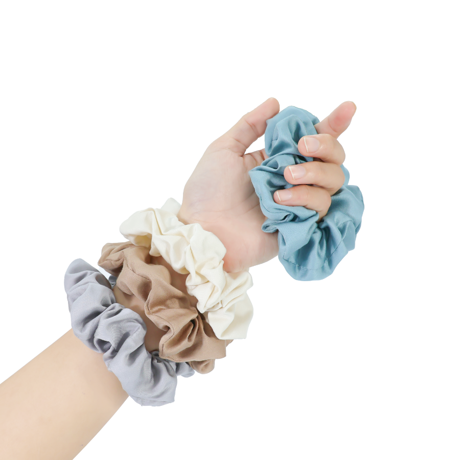 Bộ 3 món bịt mắt lụa, cột tóc, túi đựng chất liệu vải Tencel