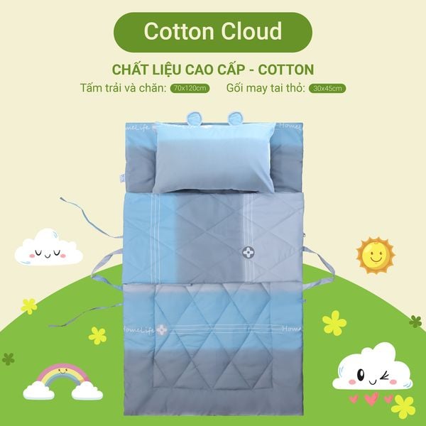Cotton Cloud - Bộ 5 món gấp gọn tiện lợi cho bé đi học cotton cao cấp