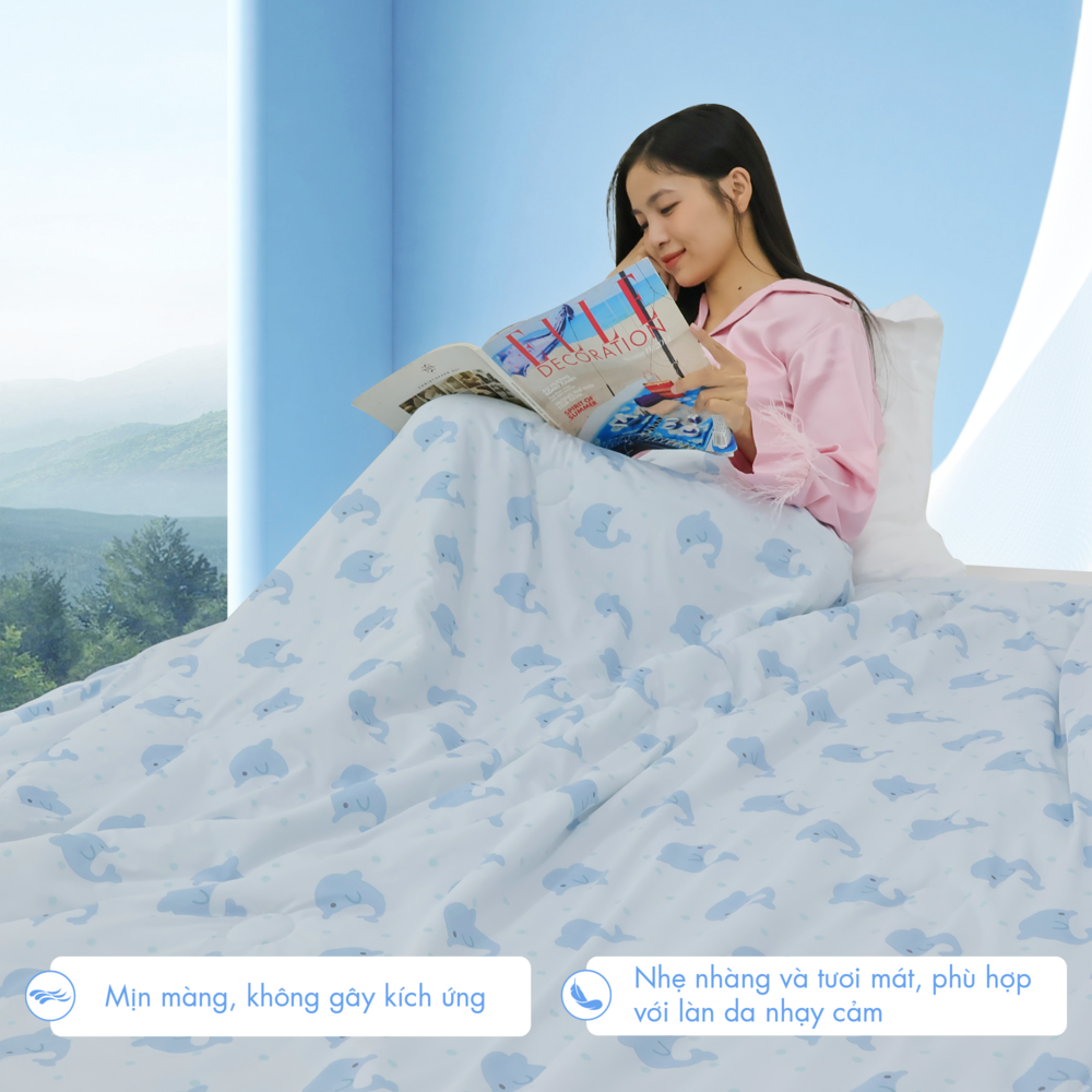 Chăn hè mát lạnh I Cool NM8028 - Mền lạnh ICool Advance NIN House hoa văn NM8028
