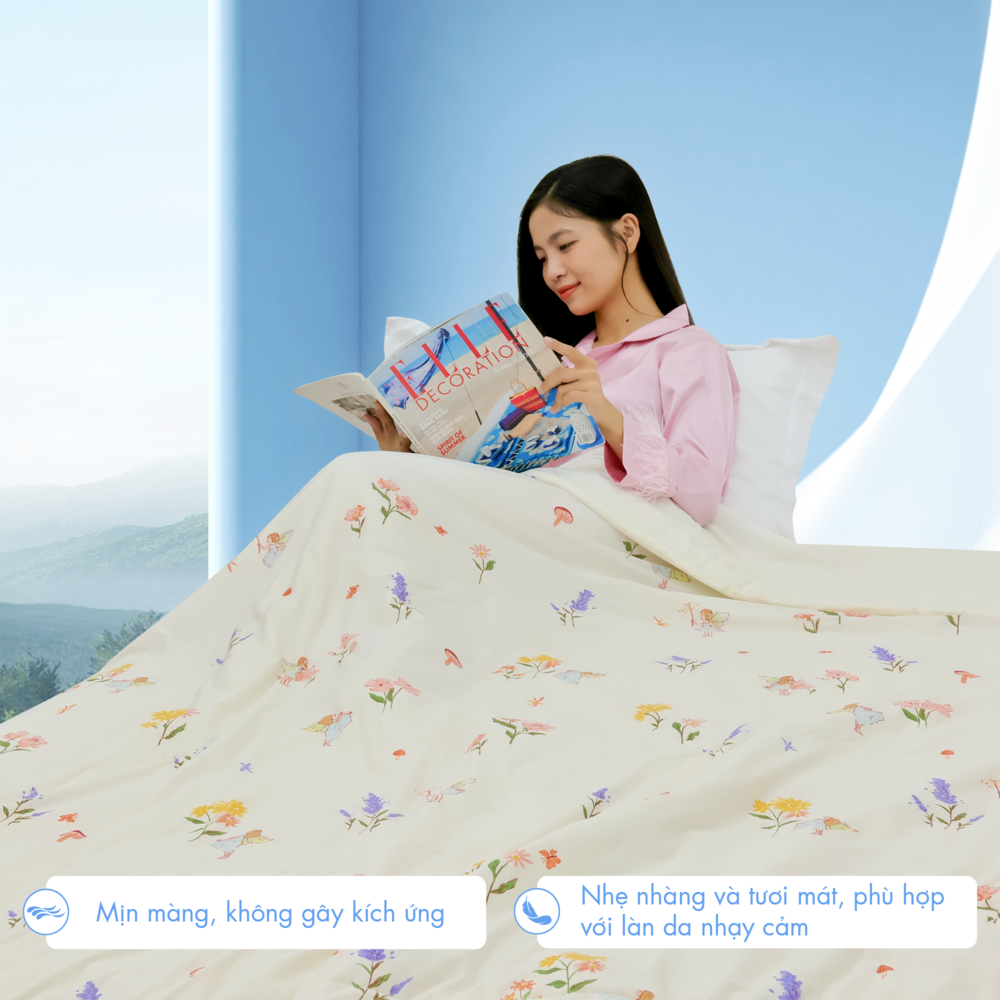 Chăn hè mát lạnh I Cool NM8032 - Mền lạnh ICool Advance NIN House hoa văn NM8032