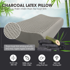 Gối cao su thiên nhiên than tre hoạt tính NIN House 60x40x10/12cm