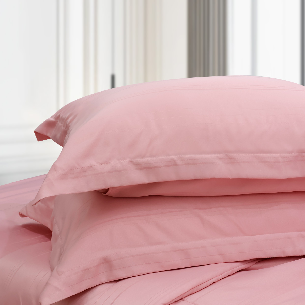 C190711 - Bộ chăn ga gối Microfiber NIN CLASSIC màu Hồng Pastel