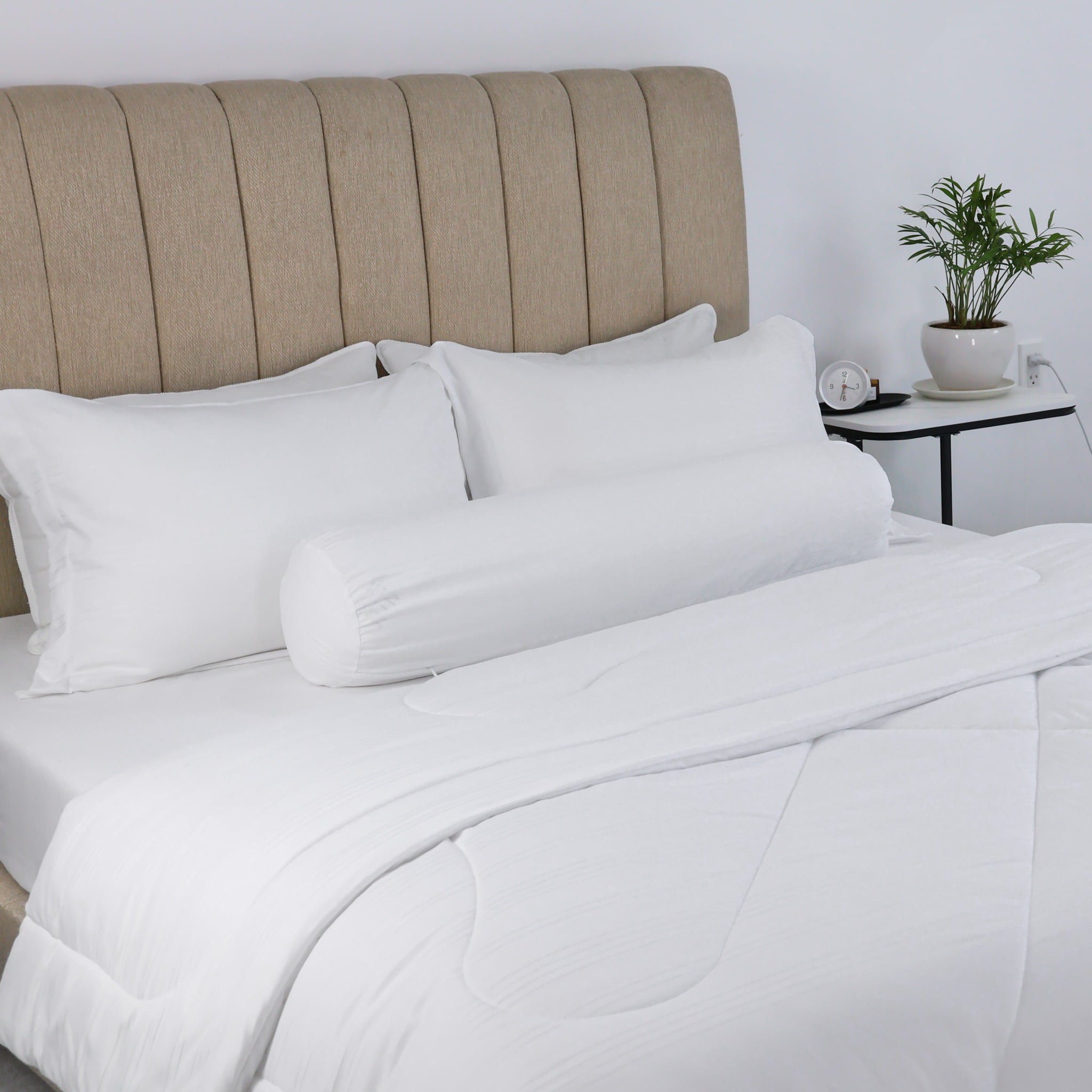 C190698 - Bộ chăn ga gối Microfiber NIN CLASSIC màu trắng White