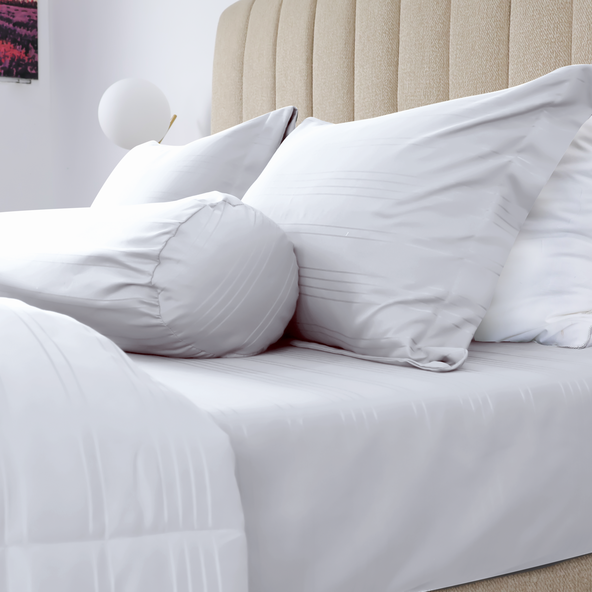 C190698 - Bộ chăn ga gối Microfiber NIN CLASSIC màu trắng White