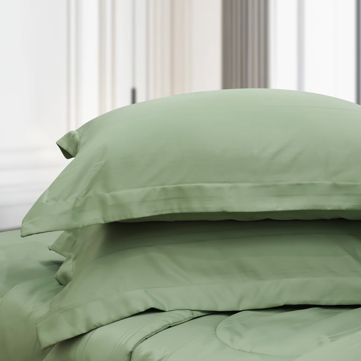 C190707 - Bộ chăn ga gối Microfiber NIN CLASSIC màu xanh lá mạ