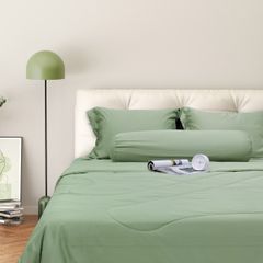 C190707 - Bộ chăn ga gối Microfiber NIN CLASSIC màu xanh lá mạ