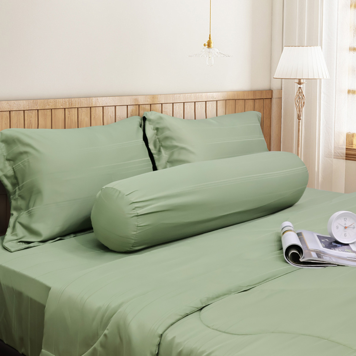 C190707 - Bộ chăn ga gối Microfiber NIN CLASSIC màu xanh lá mạ