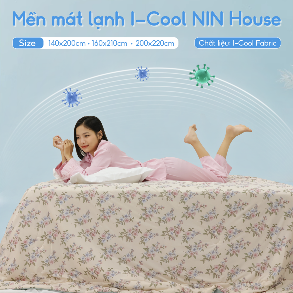 Chăn hè mát lạnh I Cool NM8033 - Mền lạnh ICool Advance NIN House hoa văn NM8033
