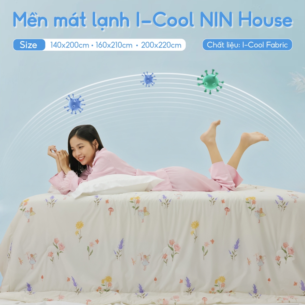 Chăn hè mát lạnh I Cool NM8032 - Mền lạnh ICool Advance NIN House hoa văn NM8032
