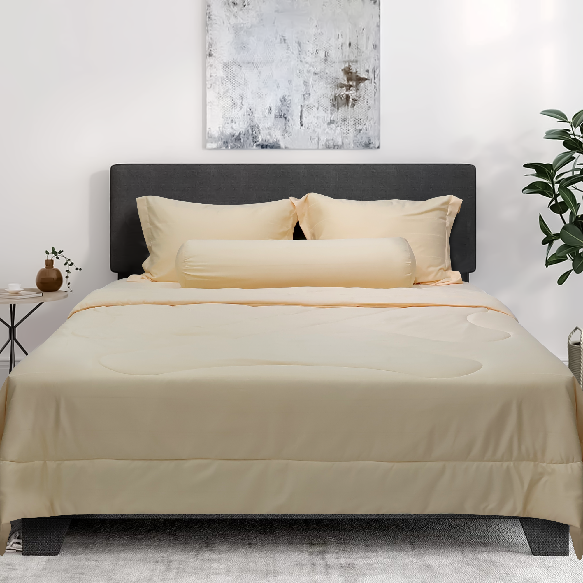 C190708 - Bộ chăn ga gối Microfiber NIN CLASSIC be nhạt Ivory