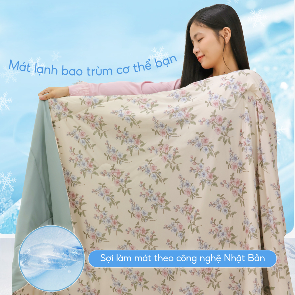 Chăn hè mát lạnh I Cool NM8033 - Mền lạnh ICool Advance NIN House hoa văn NM8033