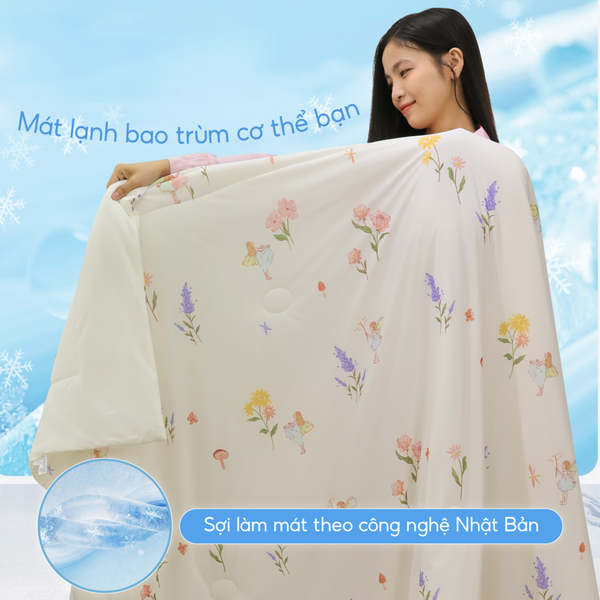 Chăn hè mát lạnh I Cool NM8032 - Mền lạnh ICool Advance NIN House hoa văn NM8032