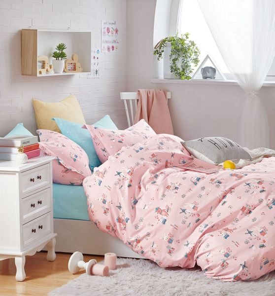 N190063 - Bộ chăn ga gối 100% cotton satin NIN Collins N190063