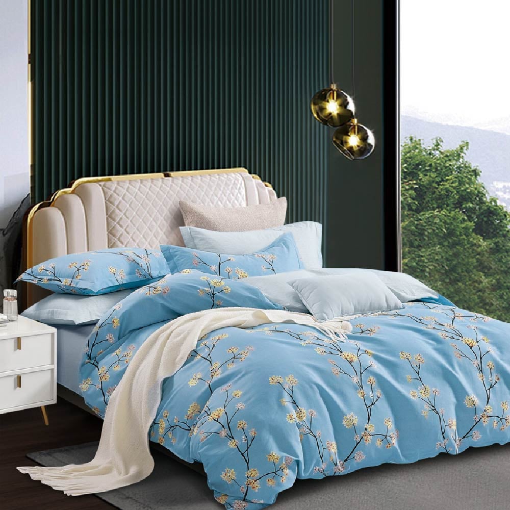 Bộ chăn ga gối 100% cotton satin NIN Collins N190077