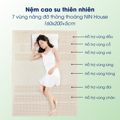 Nệm cao su thiên nhiên NIN House thông thoáng 7 vùng 160x200x5cm