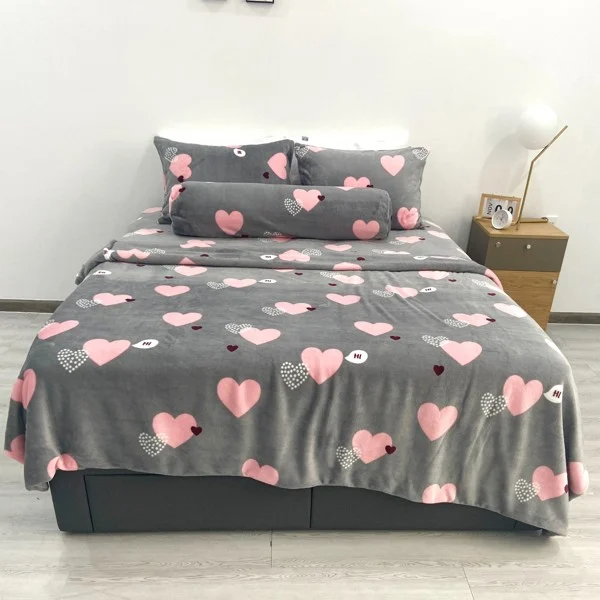 Bộ chăn ga gối lông thỏ NIN Rabbit Fur NT9002