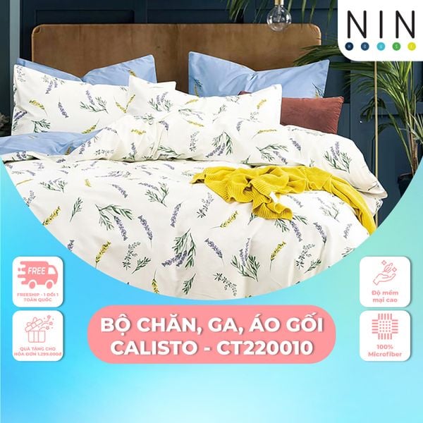 CT220010 - Bộ chăn ga gối cotton nhung NIN Calisto CT220010