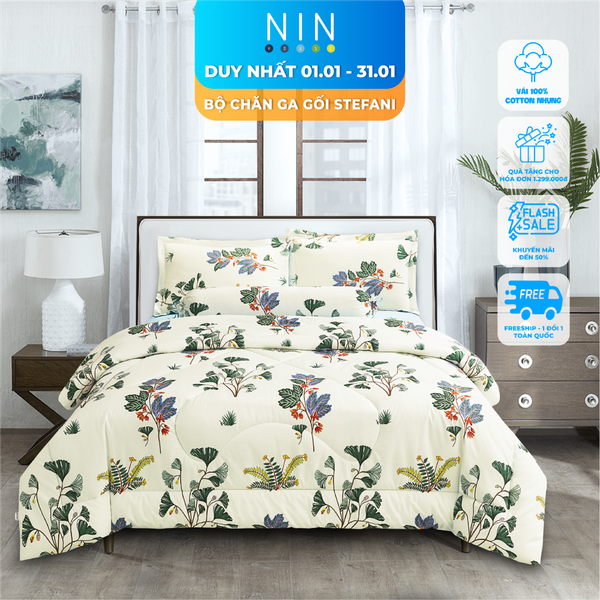 ST200024 - Bộ chăn ga gối cotton nhung STEFANI ST200024