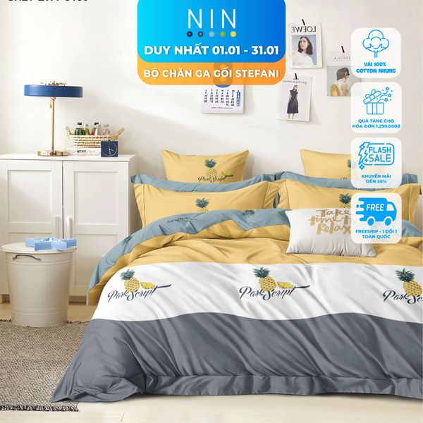 ST200030 - Bộ chăn ga gối cotton nhung STEFANI ST200030