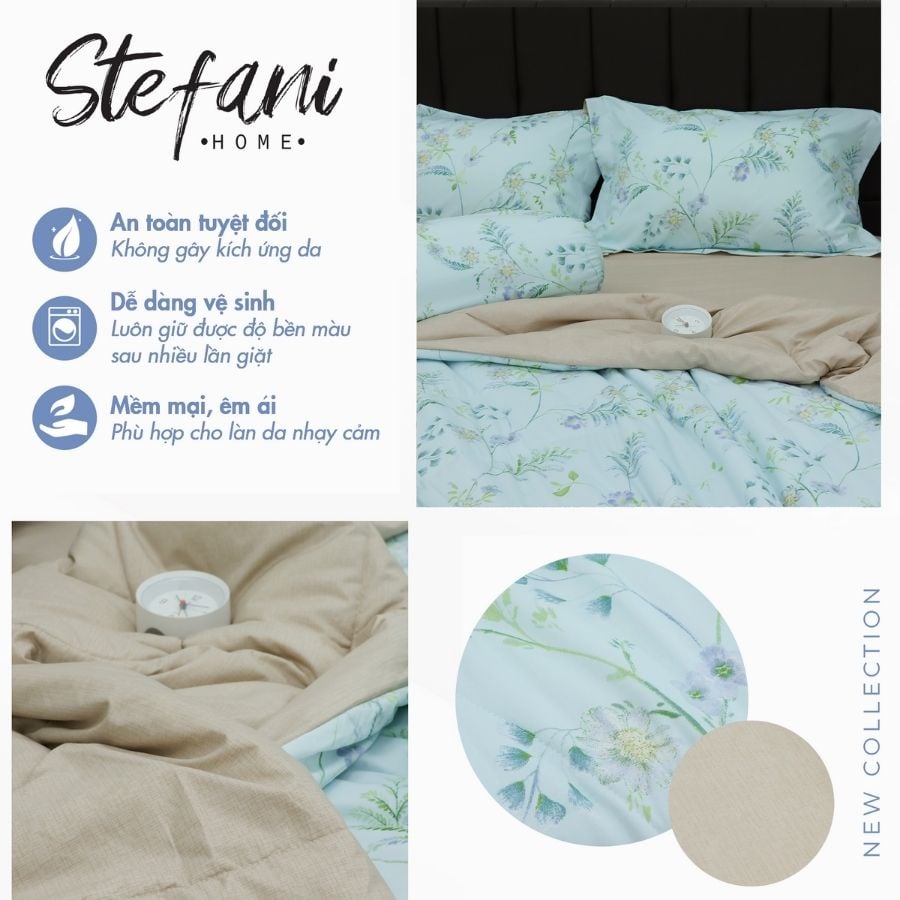ST200049 - Bộ chăn ga gối Microfiber STEFANI