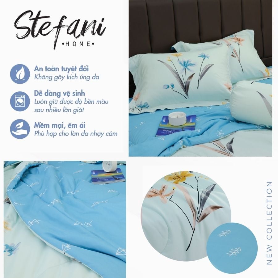 ST200052 - Bộ chăn ga gối Microfiber STEFANI