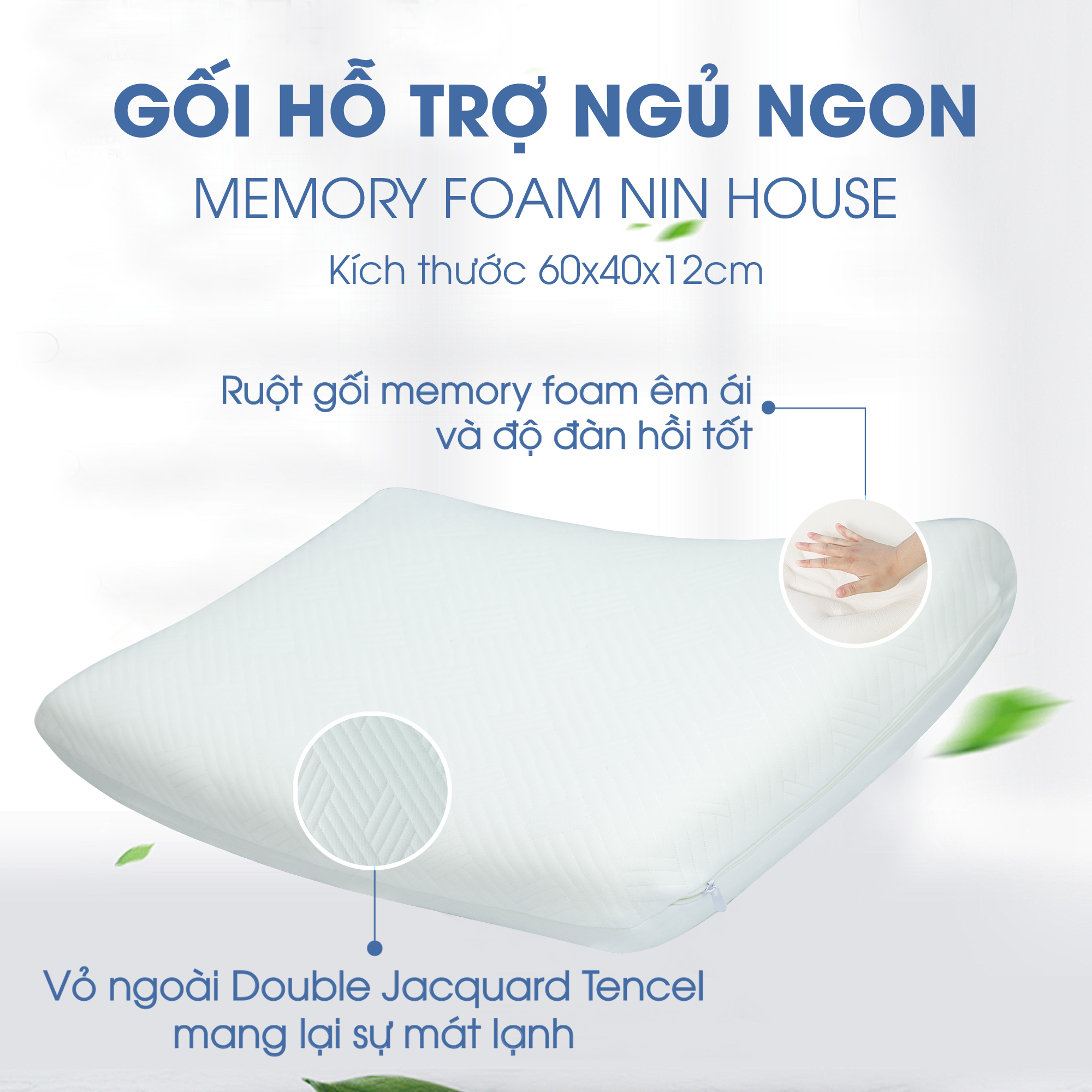 Gối cao su non NIN House 60x40x12cm