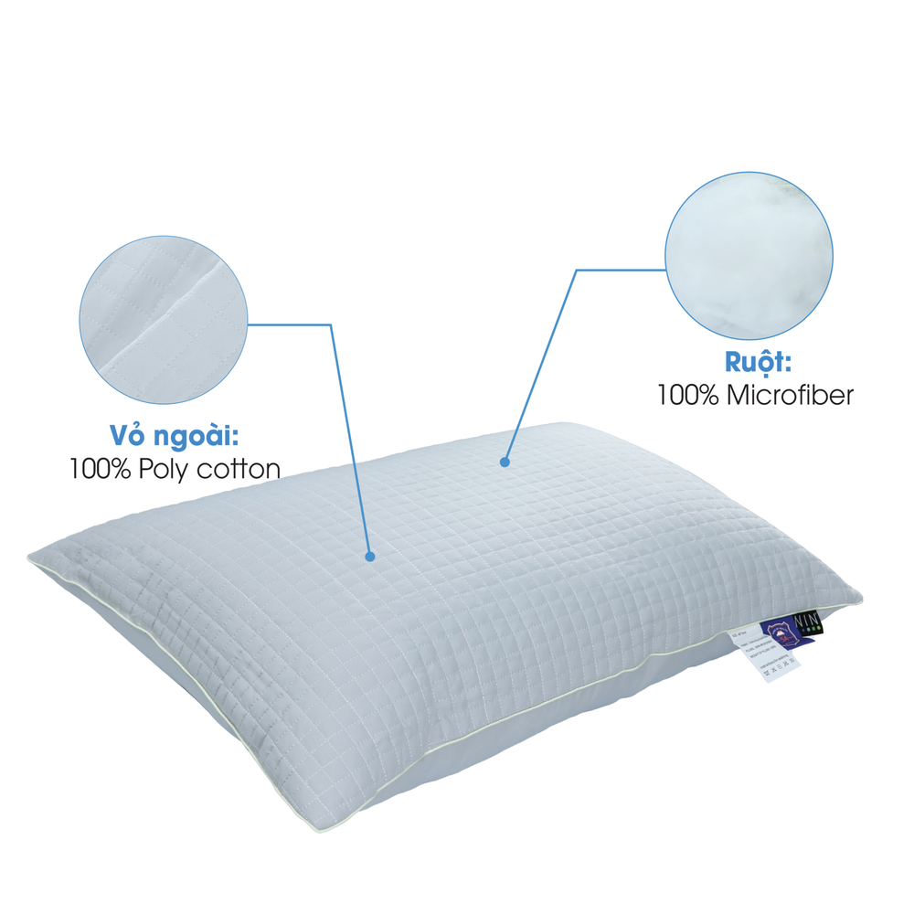 Gối chần bông Cloudy NIN House - Cotton Quilted Pilllow cho người năm thấp