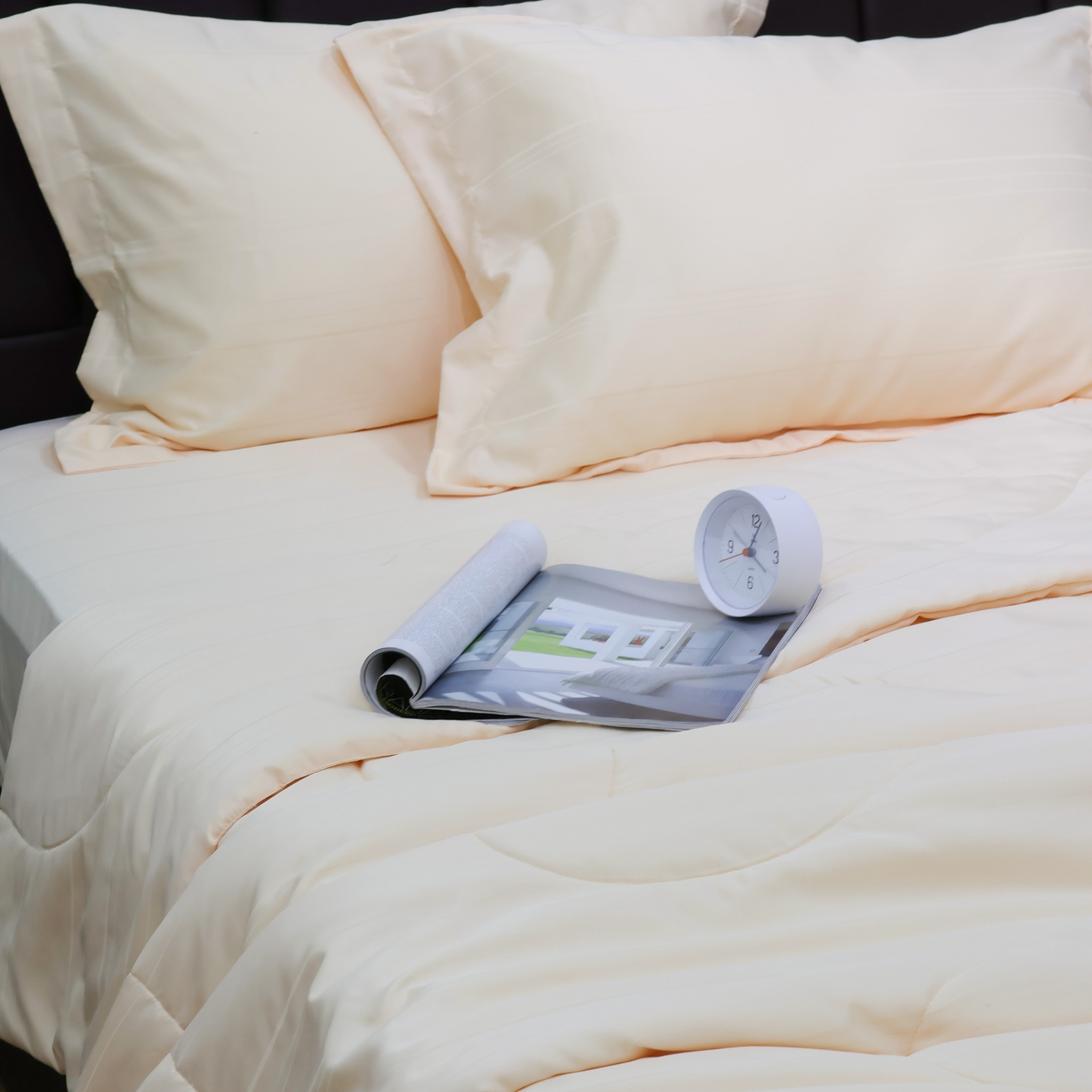 C190708 - Bộ chăn ga gối Microfiber NIN CLASSIC be nhạt Ivory