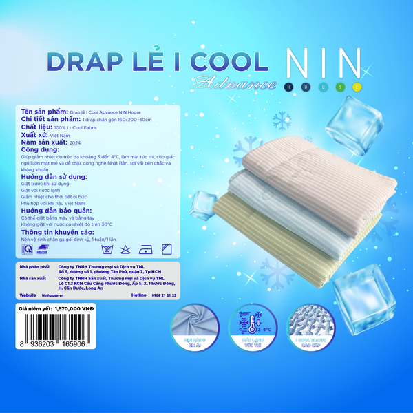 NC8002 - Drap lẻ NIN I Cool NC8002 màu xanh da trời mát lạnh