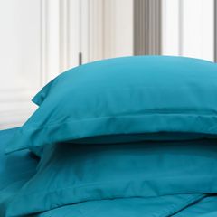 C190710 - Bộ chăn ga gối cotton nhung NIN CLASSIC C190710 xanh thiên thanh Teal Blue