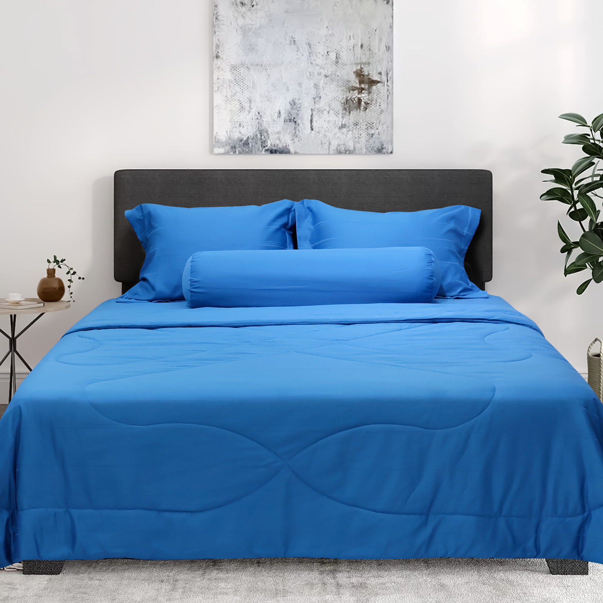 C190715 - Bộ chăn ga gối Microfiber NIN CLASSIC Xanh Cobalt