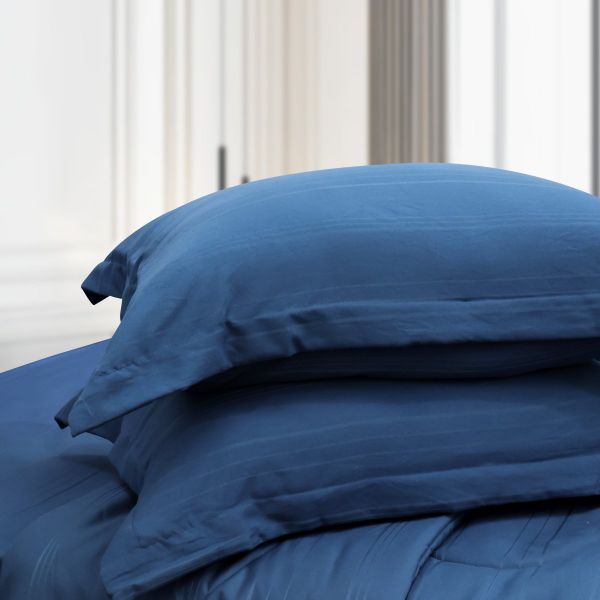 C190712 - Bộ chăn ga gối cotton nhung NIN CLASSIC C190712 màu xanh Navy