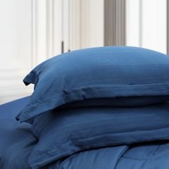 C190712 - Bộ chăn ga gối cotton nhung NIN CLASSIC C190712 màu xanh Navy