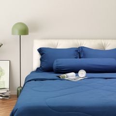 C190712 - Bộ chăn ga gối cotton nhung NIN CLASSIC C190712 màu xanh Navy