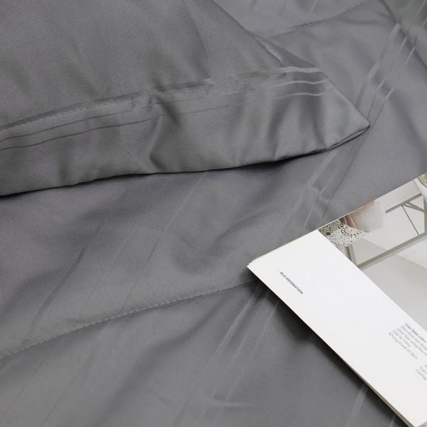 C190713 - Bộ chăn ga gối cotton nhung NIN CLASSIC C190713 màu hồng Xám đậm Charcoal Grey